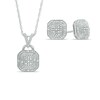 Thumbnail Image 1 of Diamond Accent Octagonal Frame Pendant and Stud Earrings Set in Sterling Silver