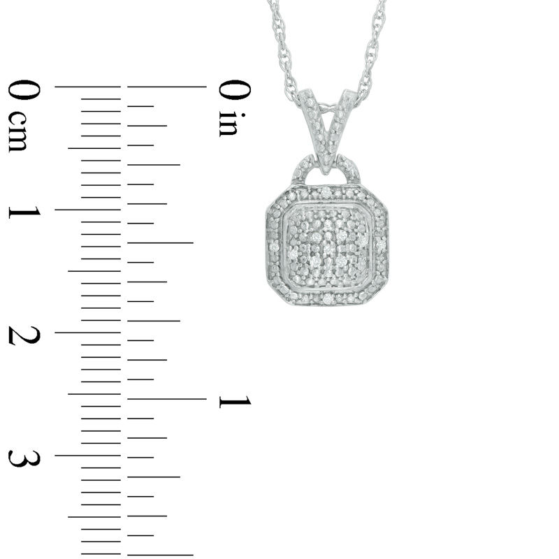 Main Image 2 of Diamond Accent Octagonal Frame Pendant and Stud Earrings Set in Sterling Silver