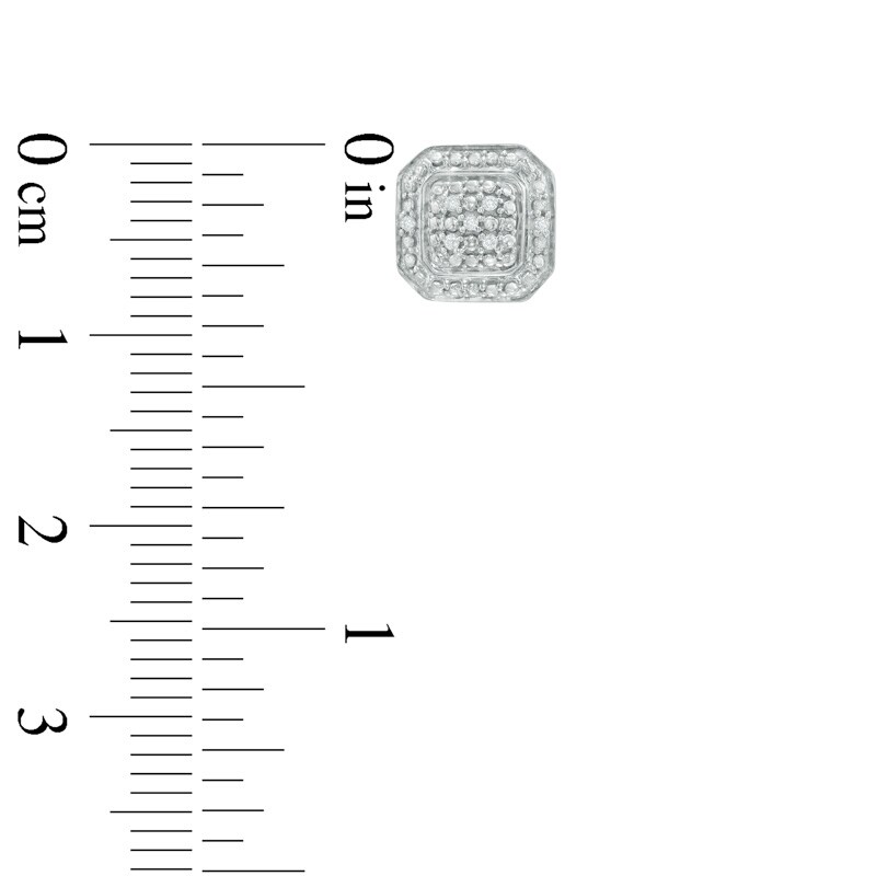 Main Image 3 of Diamond Accent Octagonal Frame Pendant and Stud Earrings Set in Sterling Silver