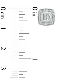 Diamond Accent Square Frame Pendant and Stud Earrings Set in Sterling Silver