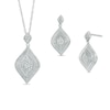 Thumbnail Image 0 of Diamond Accent Flame-Shaped Frame Pendant and Drop Earrings Set in Sterling Silver