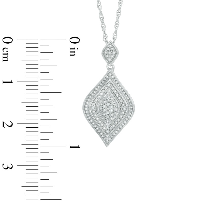 Diamond Accent Flame-Shaped Frame Pendant and Drop Earrings Set in Sterling Silver