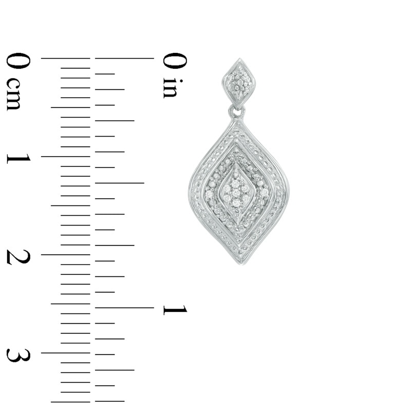 Diamond Accent Flame-Shaped Frame Pendant and Drop Earrings Set in Sterling Silver