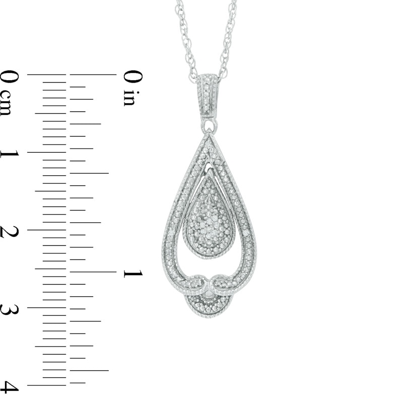 Main Image 2 of Diamond Accent Teardrop Vintage-Style Pendant and Earrings Set in Sterling Silver