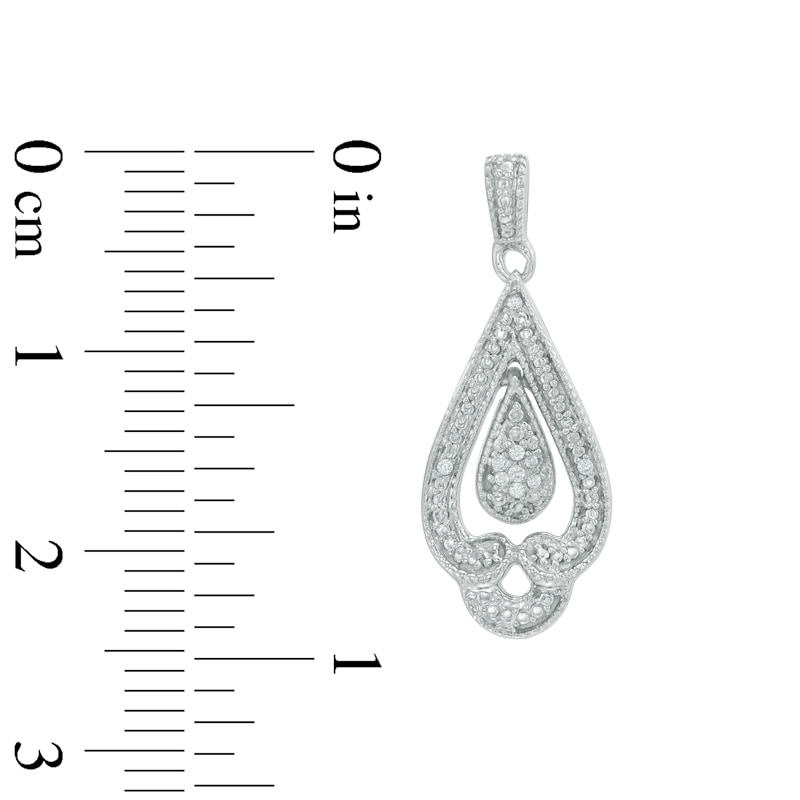 Main Image 3 of Diamond Accent Teardrop Vintage-Style Pendant and Earrings Set in Sterling Silver