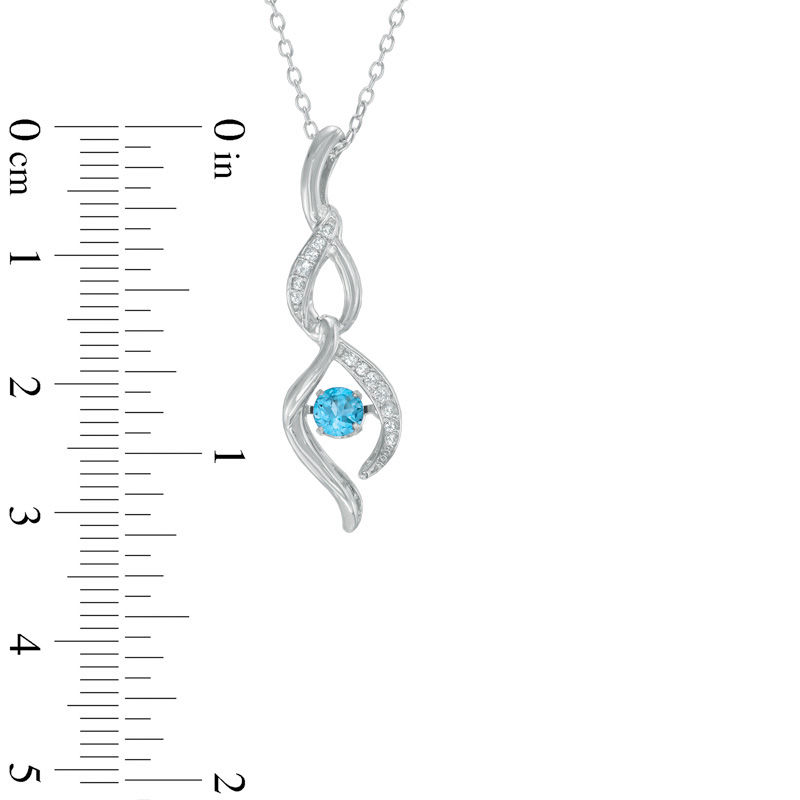 Unstoppable Loveâ¢ 4.0mm Swiss Blue Topaz and Lab-Created White Sapphire Infinity Pendant in Sterling Silver