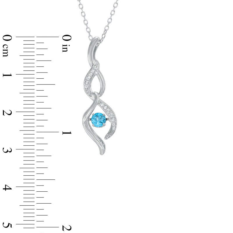 Main Image 2 of Unstoppable Love™ 4.0mm Swiss Blue Topaz and Lab-Created White Sapphire Infinity Pendant in Sterling Silver