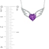 Thumbnail Image 2 of 7.0mm Heart-Shaped Amethyst and Diamond Accent Wings Necklace in Sterling Silver - 16.5"