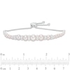 3.0-8.0mm Freshwater Cultured Pearl and Lab-Created White Sapphire Collar Bolo Bracelet in Sterling Silver-9.0"