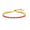 Lab-Created Ruby Bolo Bracelet in Sterling Silver with 18K Gold Plate - 9.0"