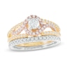 Thumbnail Image 0 of 0.71 CT. T.W. Diamond Swirl Split Shank Bridal Set in 10K Tri-Tone Gold