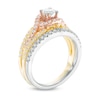 Thumbnail Image 1 of 0.71 CT. T.W. Diamond Swirl Split Shank Bridal Set in 10K Tri-Tone Gold