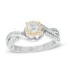 Thumbnail Image 0 of 0.23 CT. T.W. Diamond Frame Twist Promise Ring in Sterling Silver and 10K Gold