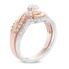 Thumbnail Image 2 of 0.45 CT. T.W. Diamond Three Stone Bypass Bridal Set in 10K Tri-Tone Gold