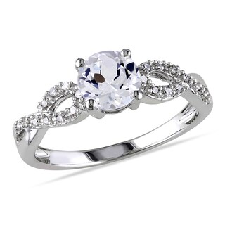 6.0mm Lab-Created White Sapphire and Diamond Accent Twist Ring in 10K White Gold