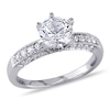 Thumbnail Image 1 of 6.5mm Lab-Created White Sapphire and 0.24 CT. T.W. Diamond Vintage-Style Ring in 10K White Gold