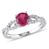 Thumbnail Image 0 of 6.0mm Lab-Created Ruby and Diamond Accent Twist Ring in 10K White Gold