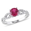 6.0mm Lab-Created Ruby and Diamond Accent Twist Ring in 10K White Gold