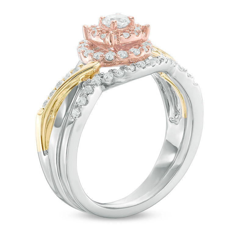Main Image 2 of 0.45 CT. T.W. Diamond Layered Frame Bridal Set in Sterling Silver and 10K Two-Tone Gold