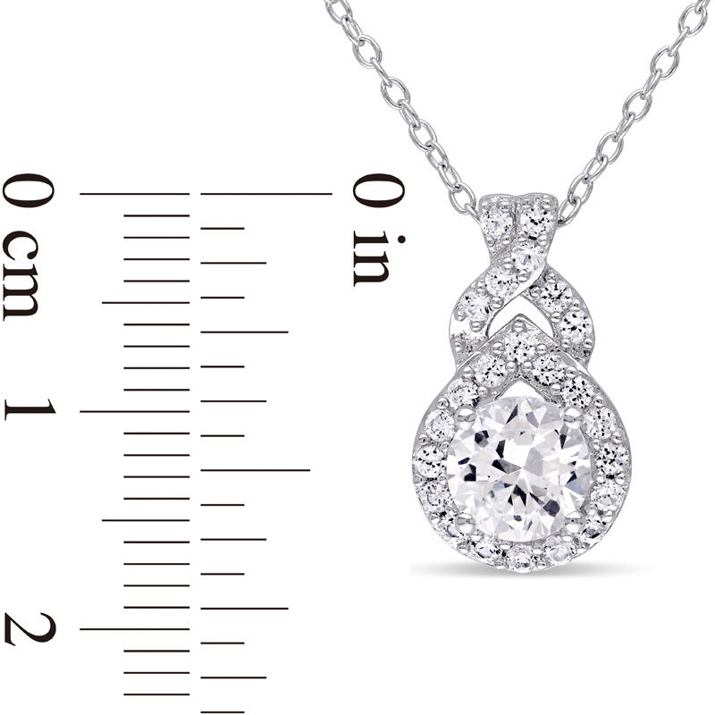 6.5mm Lab-Created White Sapphire Teardrop Frame Pendant in Sterling Silver