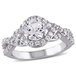 6.5mm Lab-Created White Sapphire Twist Frame Ring in Sterling Silver