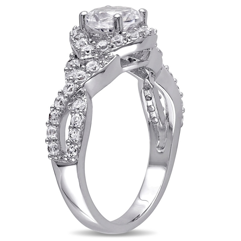 6.5mm Lab-Created White Sapphire Twist Frame Ring in Sterling Silver