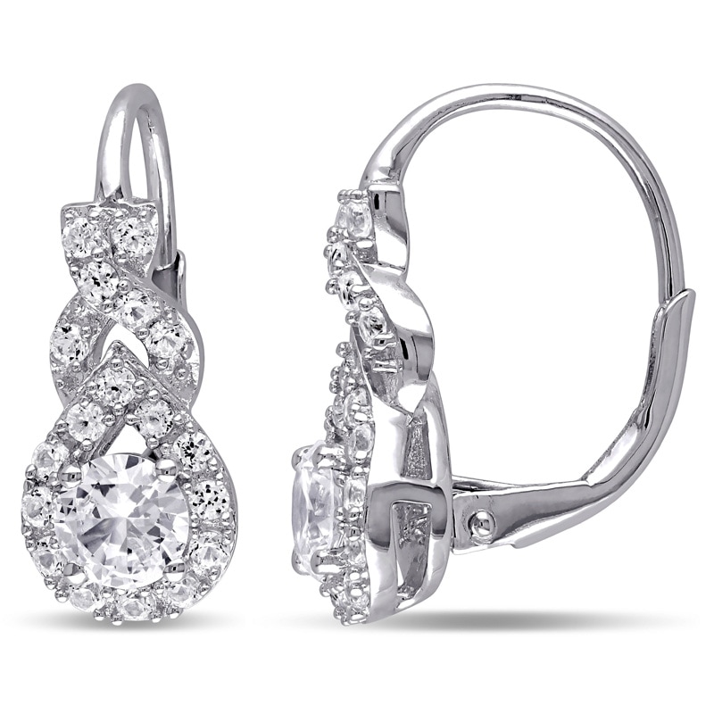 5.0mm Lab-Created White Sapphire Frame Teardrop Earrings in Sterling Silver|Peoples Jewellers