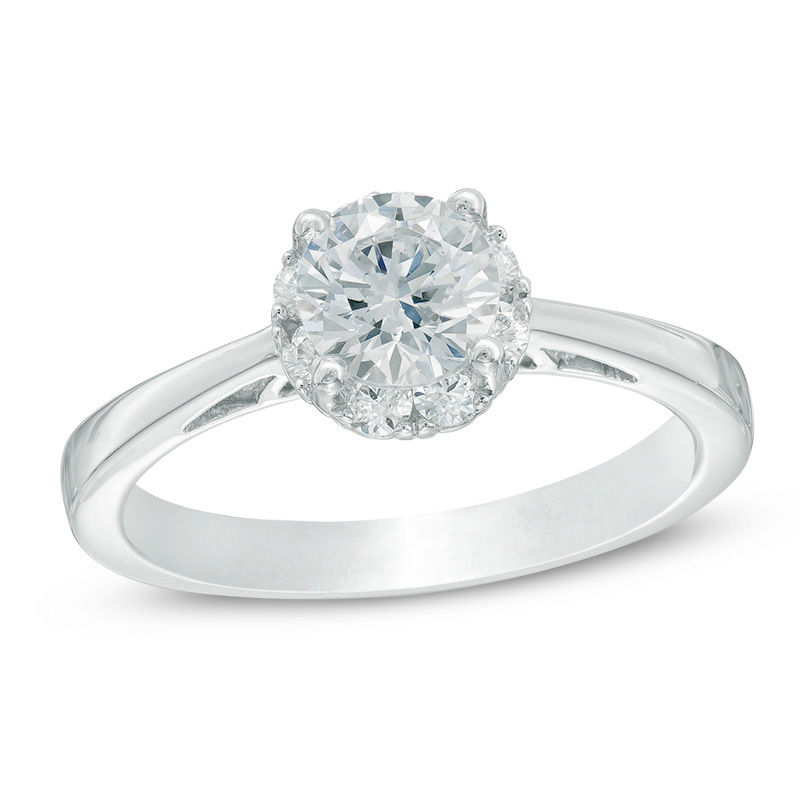 1.00 CT. T.W. Certified Canadian Diamond Frame Engagement Ring in 14K White Gold (I/I1)