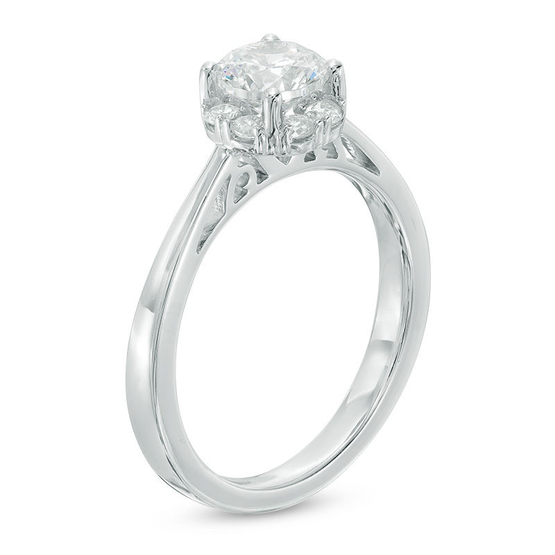 1.00 CT. T.W. Certified Canadian Diamond Frame Engagement Ring 14K White Gold (I/I1)