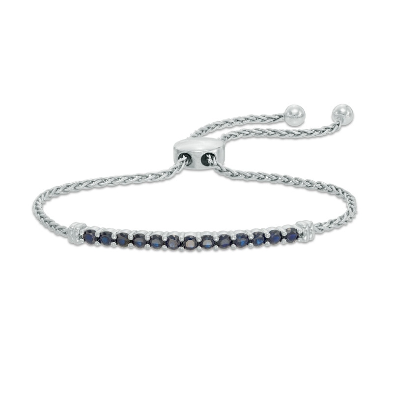 Main Image 1 of Black Spinel Bar Bolo Bracelet in Sterling Silver - 9.0"