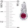 Thumbnail Image 3 of 5.0mm Lab-Created Ruby and White Sapphire Frame Teardrop Earrings in Sterling Silver
