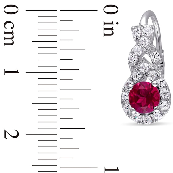 5.0mm Lab-Created Ruby and White Sapphire Frame Teardrop Earrings in Sterling Silver