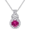 Thumbnail Image 1 of 6.5mm Lab-Created Ruby and White Sapphire Teardrop Frame Pendant in Sterling Silver