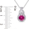 Thumbnail Image 3 of 6.5mm Lab-Created Ruby and White Sapphire Teardrop Frame Pendant in Sterling Silver