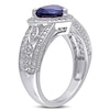 Thumbnail Image 2 of 8.0mm Heart-Shaped Lab-Created Blue Sapphire and Diamond Accent Ring in Sterling Silver
