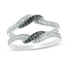 Thumbnail Image 1 of 0.30 CT. T.W. Enhanced Black and White Diamond Bypass Crossover Solitaire Enhancer in 10K White Gold