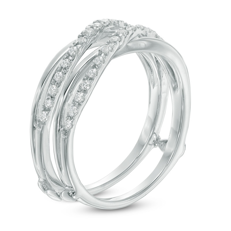 Main Image 2 of 0.23 CT. T.W. Diamond Double Crossover Solitaire Enhancer in 10K White Gold