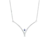 Thumbnail Image 2 of Vera Wang Love Collection 0.18 CT. T.W. Diamond and Blue Sapphire Chevron Necklace in Sterling Silver