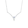 Vera Wang Love Collection 0.18 CT. T.W. Diamond and Blue Sapphire Chevron Necklace in Sterling Silver