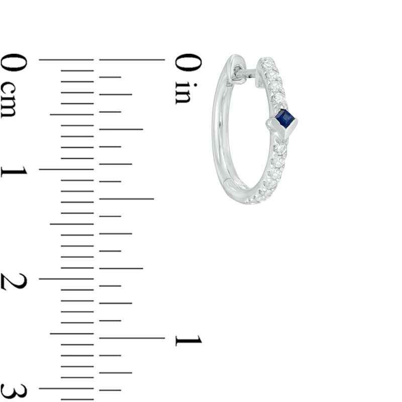 Vera Wang Love Collection 0.149 CT. T.W. Diamond and Blue Sapphire Hoop Earrings in 14K White Gold