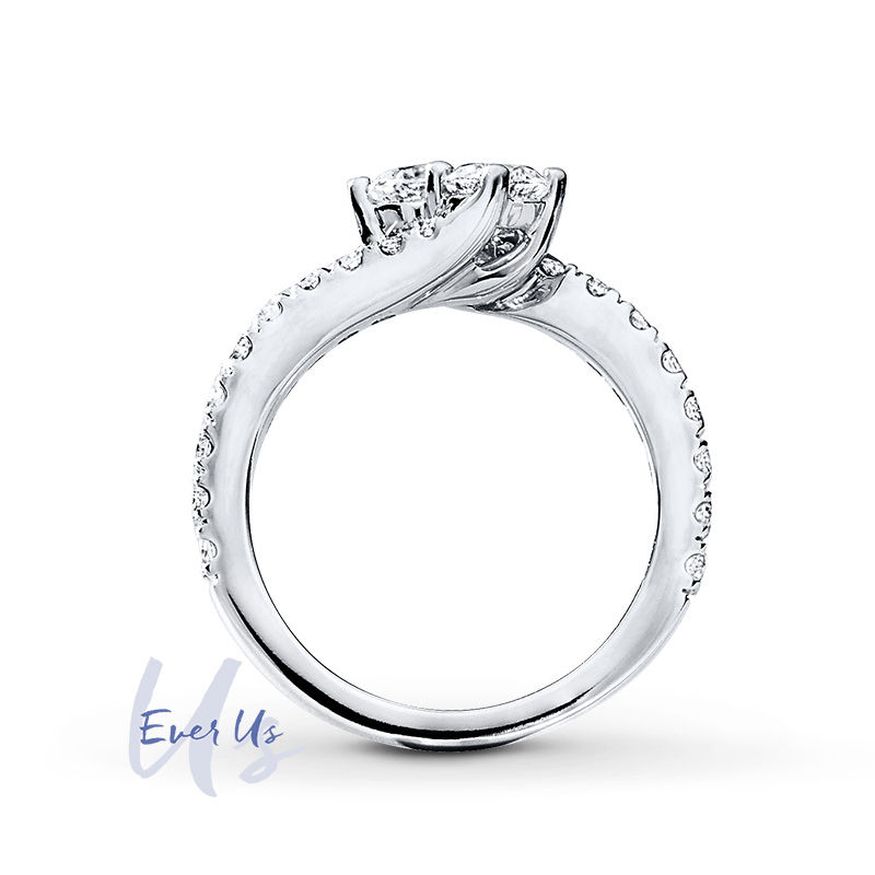 Main Image 2 of Ever Us™ 2.00 CT. T.W. Two-Stone Diamond Bypass Ring in 14K White Gold