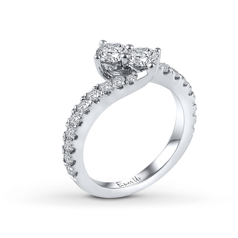 Main Image 3 of Ever Us™ 2.00 CT. T.W. Two-Stone Diamond Bypass Ring in 14K White Gold