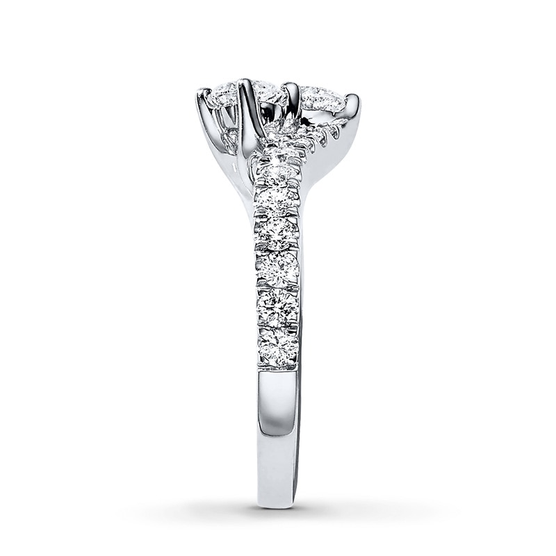 Main Image 4 of Ever Us™ 2.00 CT. T.W. Two-Stone Diamond Bypass Ring in 14K White Gold