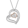 Unstoppable Love™ 0.10 CT. T.W. Diamond Double Heart Pendant in Sterling Silver and 10K Rose Gold