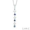 Thumbnail Image 0 of Vera Wang Love Collection 0.15 CT. T.W. Diamond and Blue Sapphire Alternating Drop Pendant in 14K White Gold