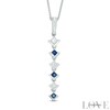 Thumbnail Image 1 of Vera Wang Love Collection 0.15 CT. T.W. Diamond and Blue Sapphire Alternating Drop Pendant in 14K White Gold
