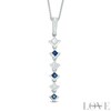 Thumbnail Image 0 of Vera Wang Love Collection 0.15 CT. T.W. Diamond and Blue Sapphire Alternating Drop Pendant in 14K White Gold