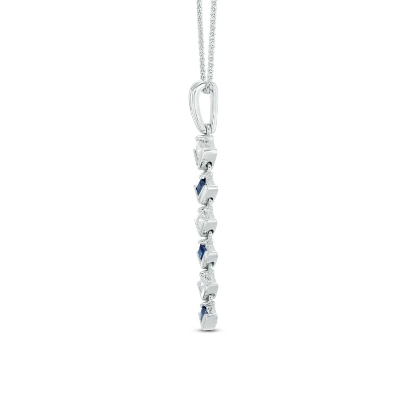Main Image 2 of Vera Wang Love Collection 0.15 CT. T.W. Diamond and Blue Sapphire Alternating Drop Pendant in 14K White Gold