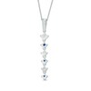 Thumbnail Image 3 of Vera Wang Love Collection 0.15 CT. T.W. Diamond and Blue Sapphire Alternating Drop Pendant in 14K White Gold