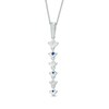 Thumbnail Image 2 of Vera Wang Love Collection 0.15 CT. T.W. Diamond and Blue Sapphire Alternating Drop Pendant in 14K White Gold